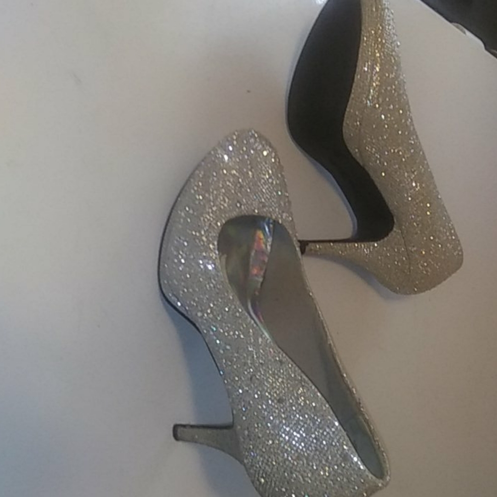 Silver slipper heels